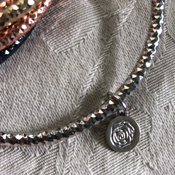 intertwined rose, gold ,silver & black tone bangle bracelets - Picture 4 of 6